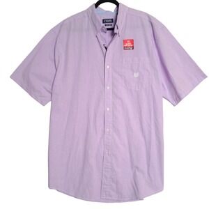 Chaps Button Down Shirt Mens 2XLT Purple Gingham Easy Care NWT Short Sleeve Cool